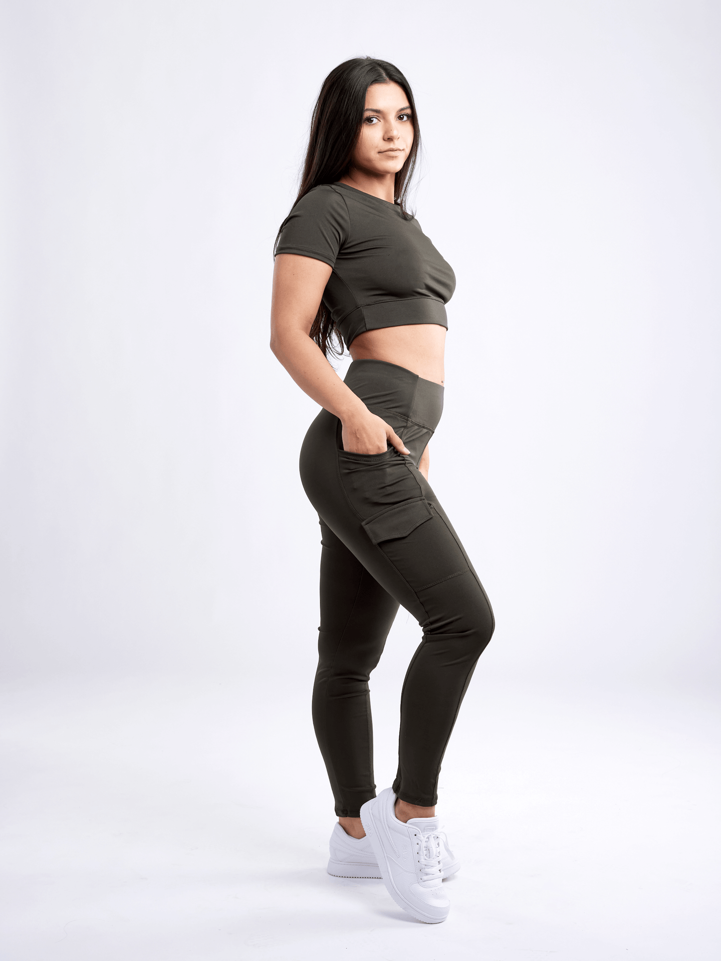 High-Waisted Leggings with Side Cargo Pockets