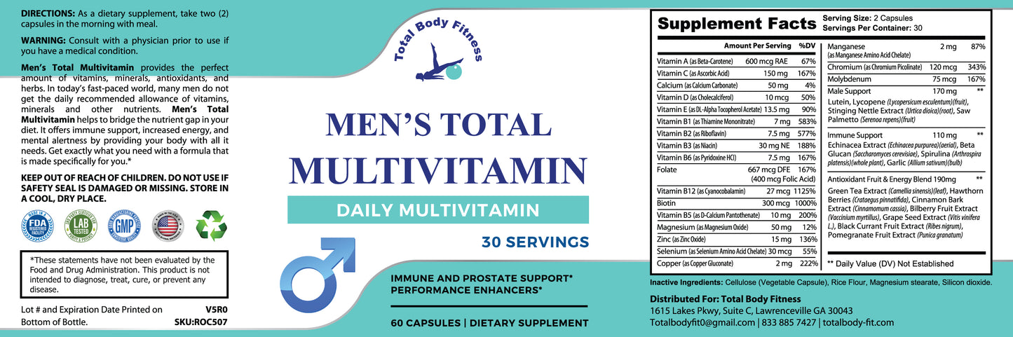 Mens Multivitamin, Nutrition and Fitness