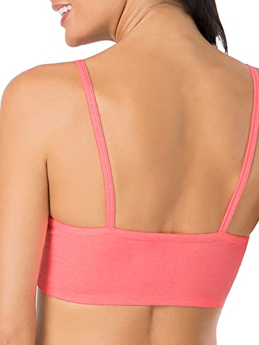 Fruit of The Loom Womens Spaghetti Strap Cotton Pull Over 3 Pack Sports Bra, Pin Dot/Popsicle Pink/White, 36