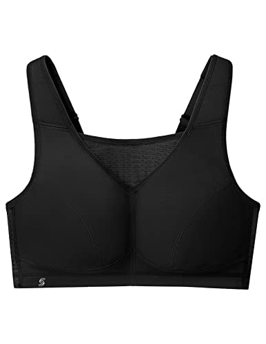 Full Figure Plus Size No-Bounce Camisole Elite Sports Bra Wirefree #1067 Black