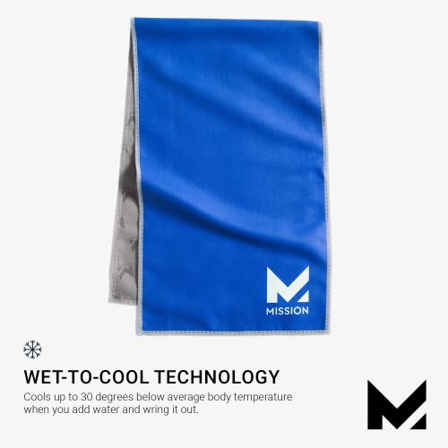 MISSION Original Microfiber Cooling Towel for The Gym, Yoga, Golf, and More (Mission Blue)
